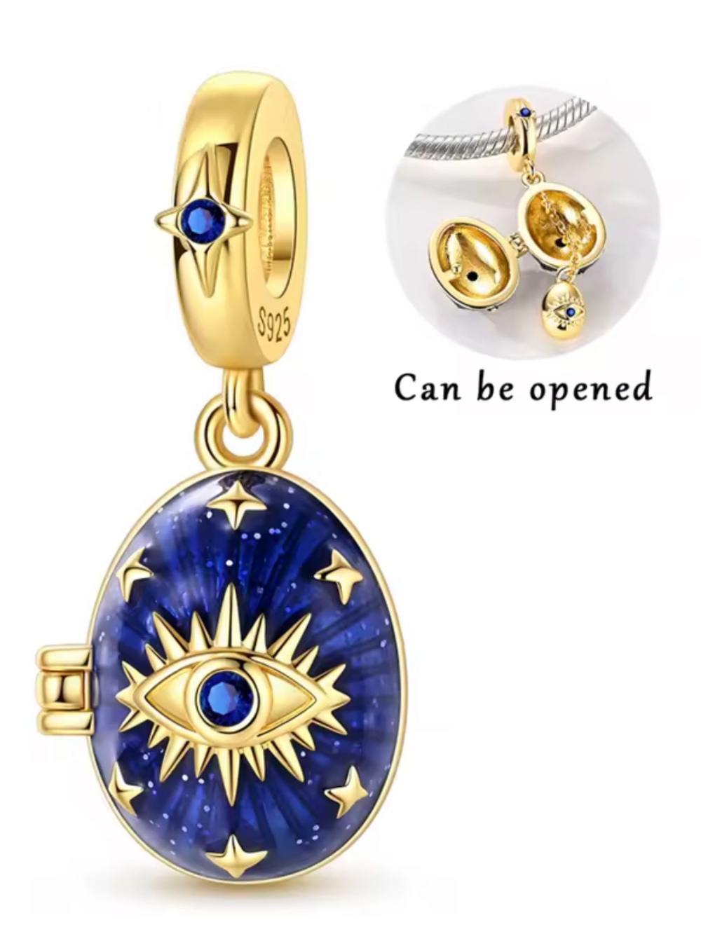 Pandora Gold & Blue Celestial Evil Eye Locket Charm